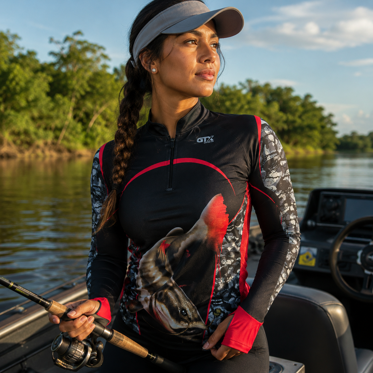 Camisa de Pesca Feminina Piraíba Eclipse com Zíper e Proteção UV50+