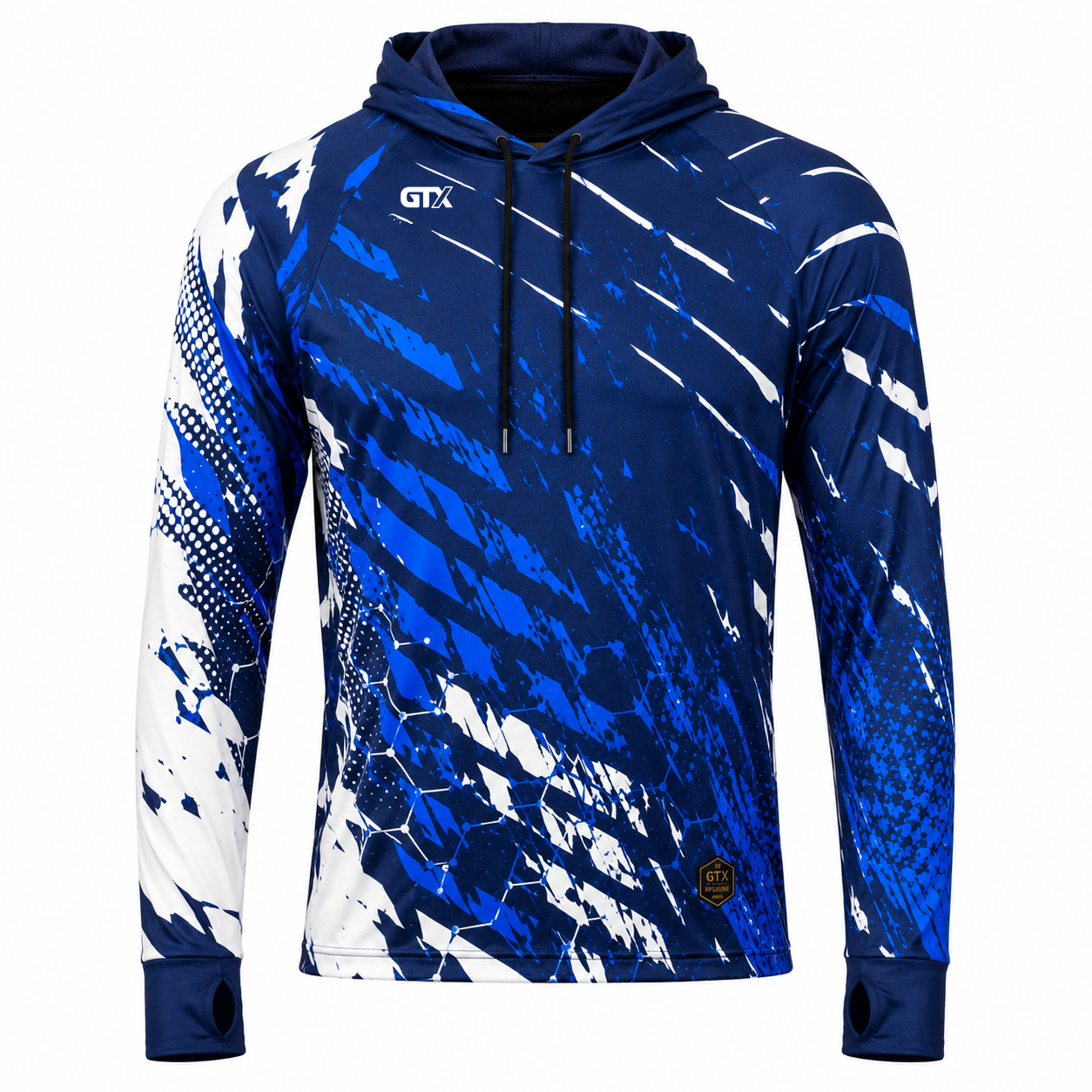 Camisa de Pesca Blue Rush com Capuz e Proteção UV50+