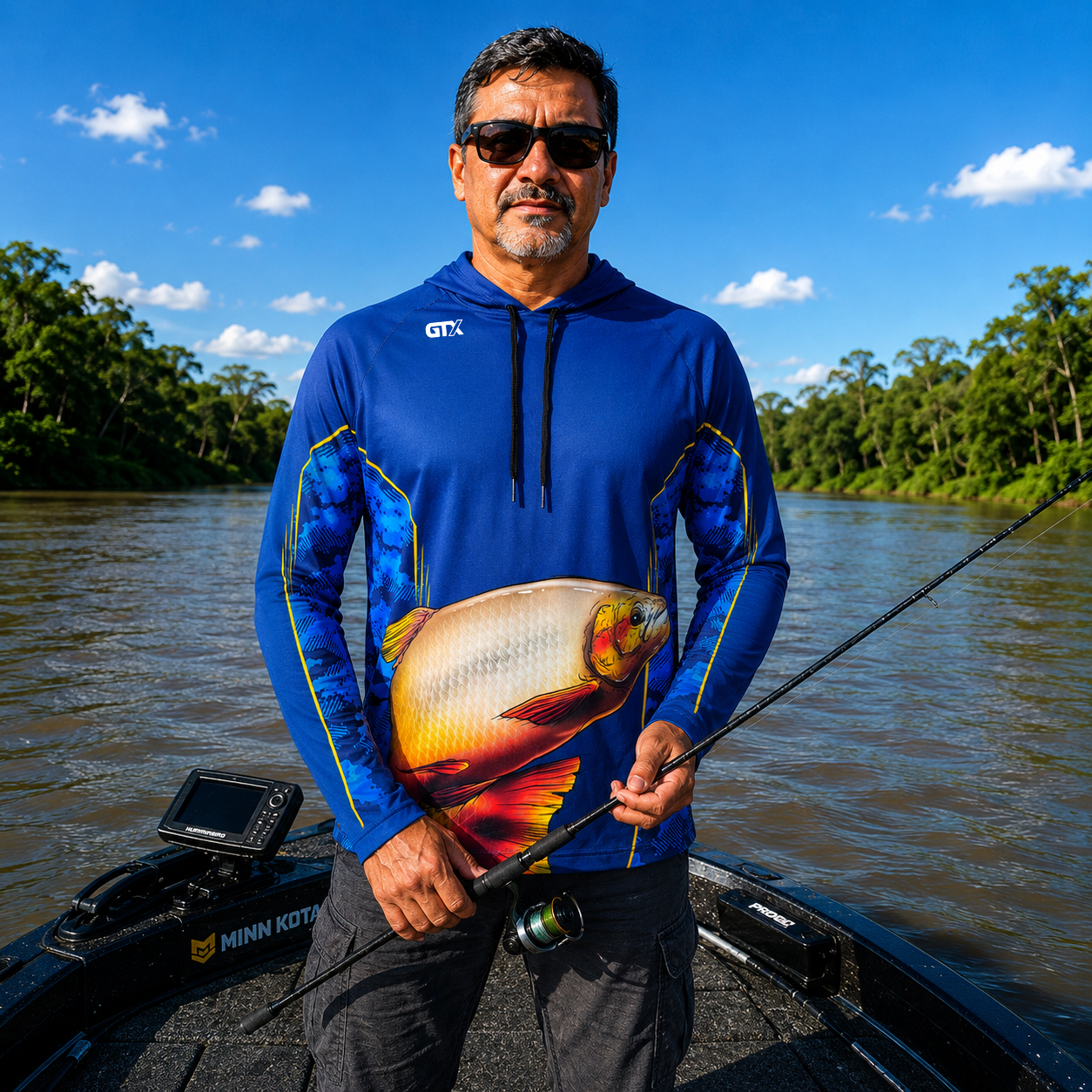 Camisa de Pesca Golden River com Capuz e Proteção UV50+