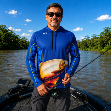 Camisa de Pesca Golden River com Capuz e Proteção UV50+