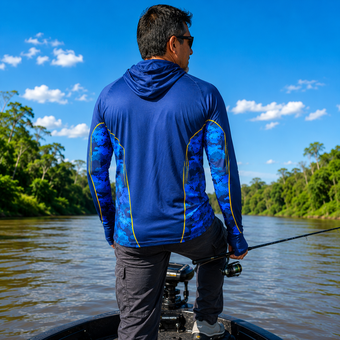 Camisa de Pesca Golden River com Capuz e Proteção UV50+