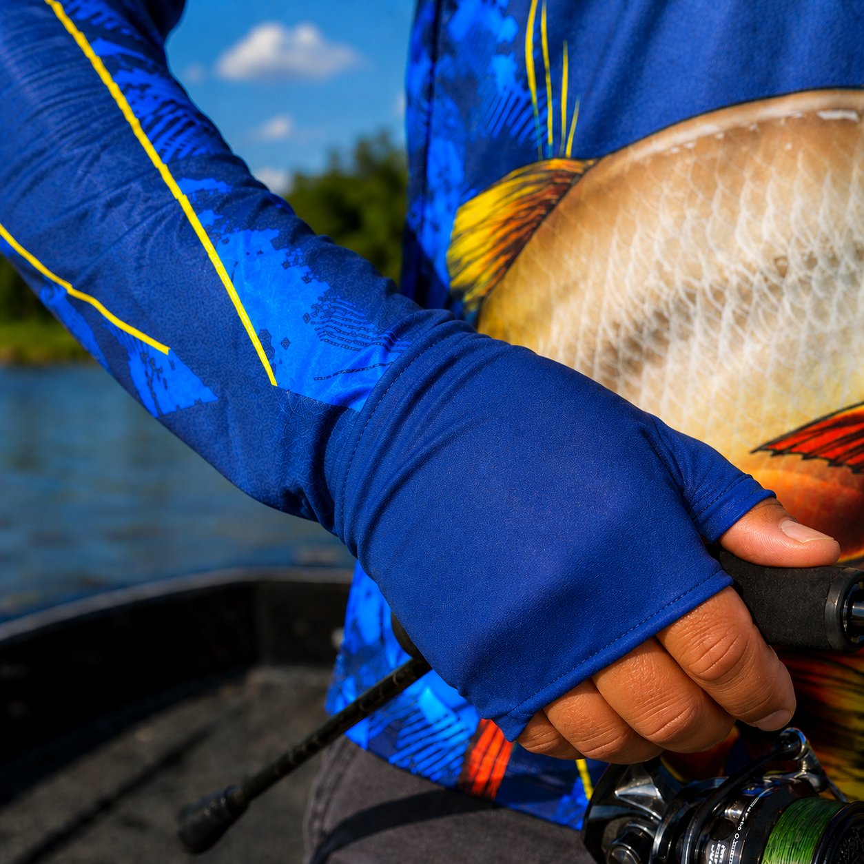 Camisa de Pesca Golden River com Capuz e Proteção UV50+