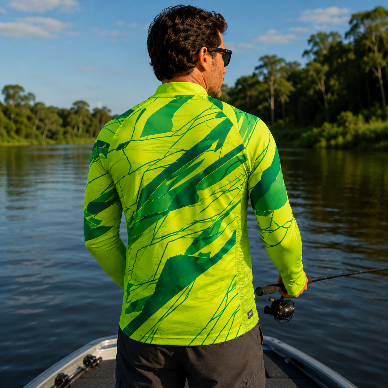 Camisa de Pesca Lime Storm com Zíper e Proteção UV50+
