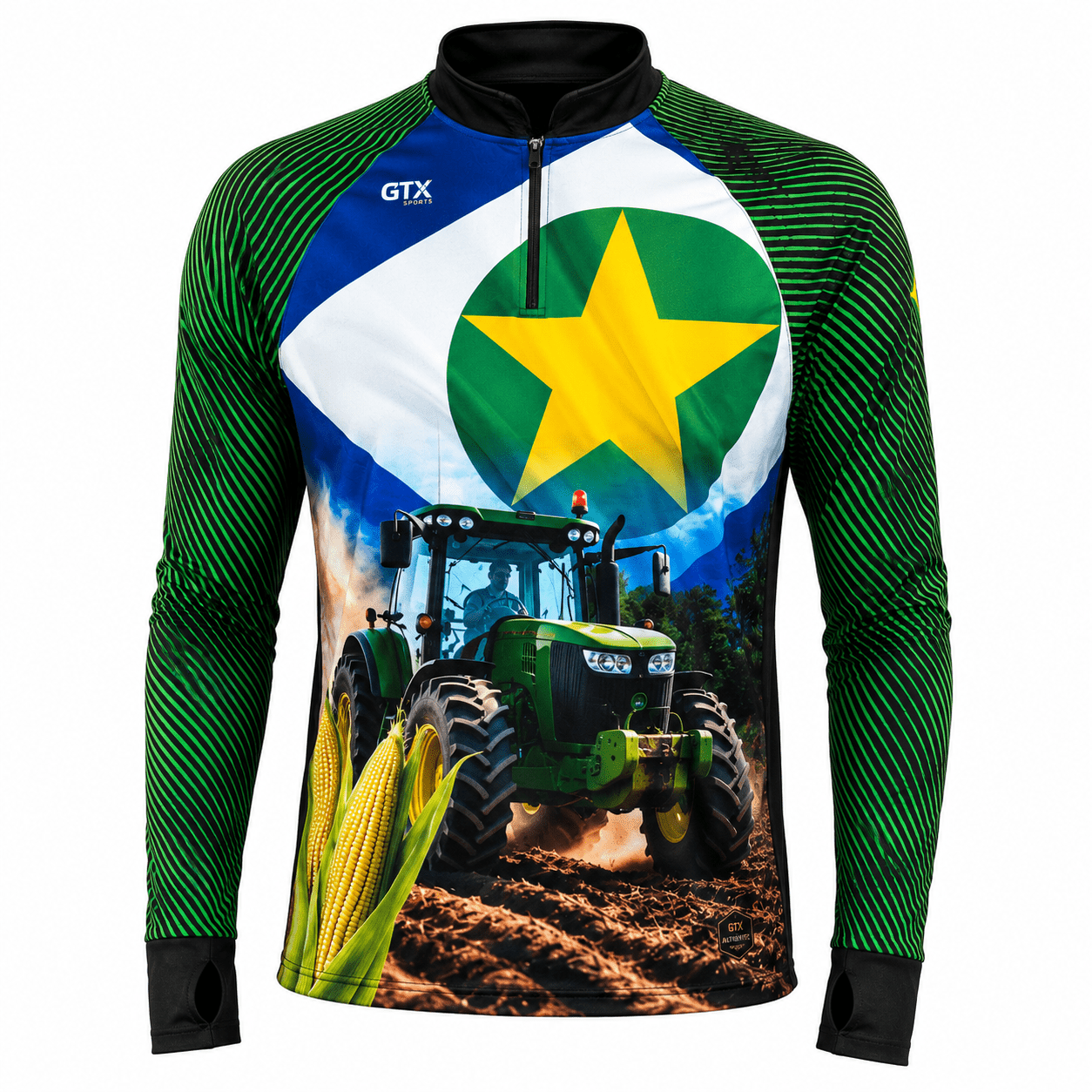 Camisa Agro Masculina Agro Raiz Milho com Zíper e Proteção UV50+ - GTX Print