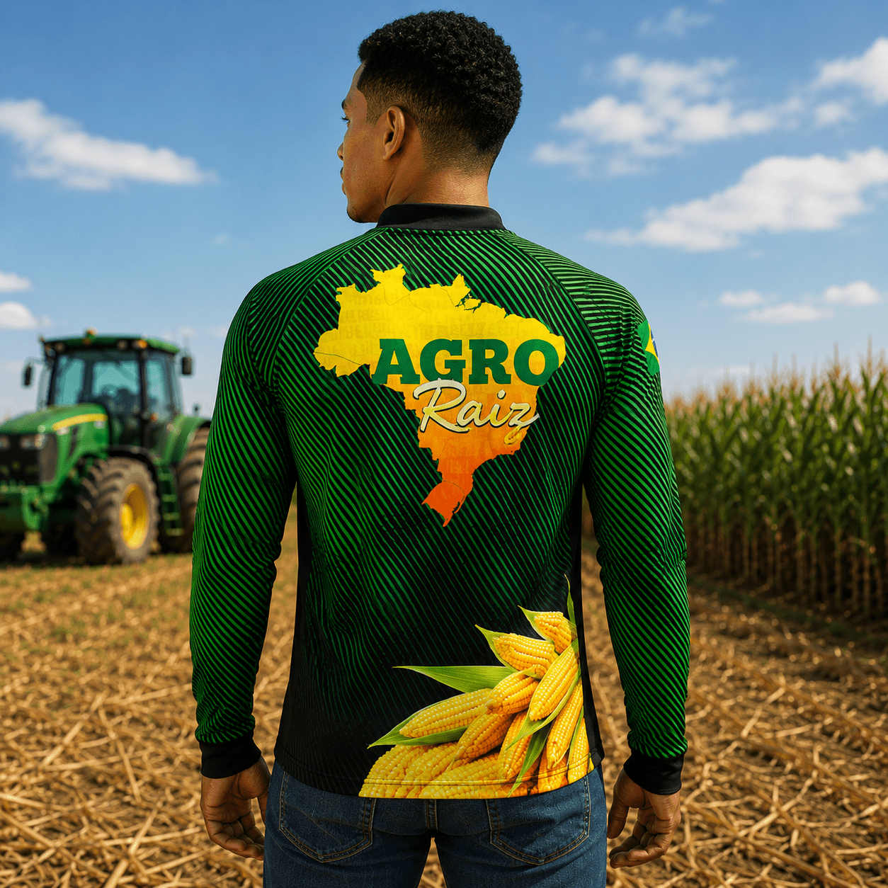 Camisa Agro Masculina Agro Raiz Milho com Zíper e Proteção UV50+ - GTX Print