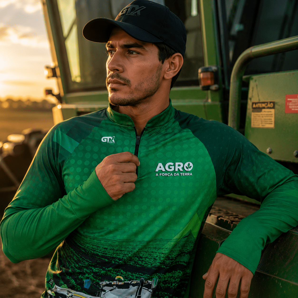 Camisa Agro Masculina Força da Terra com Zíper e Proteção UV50+ - GTX Print