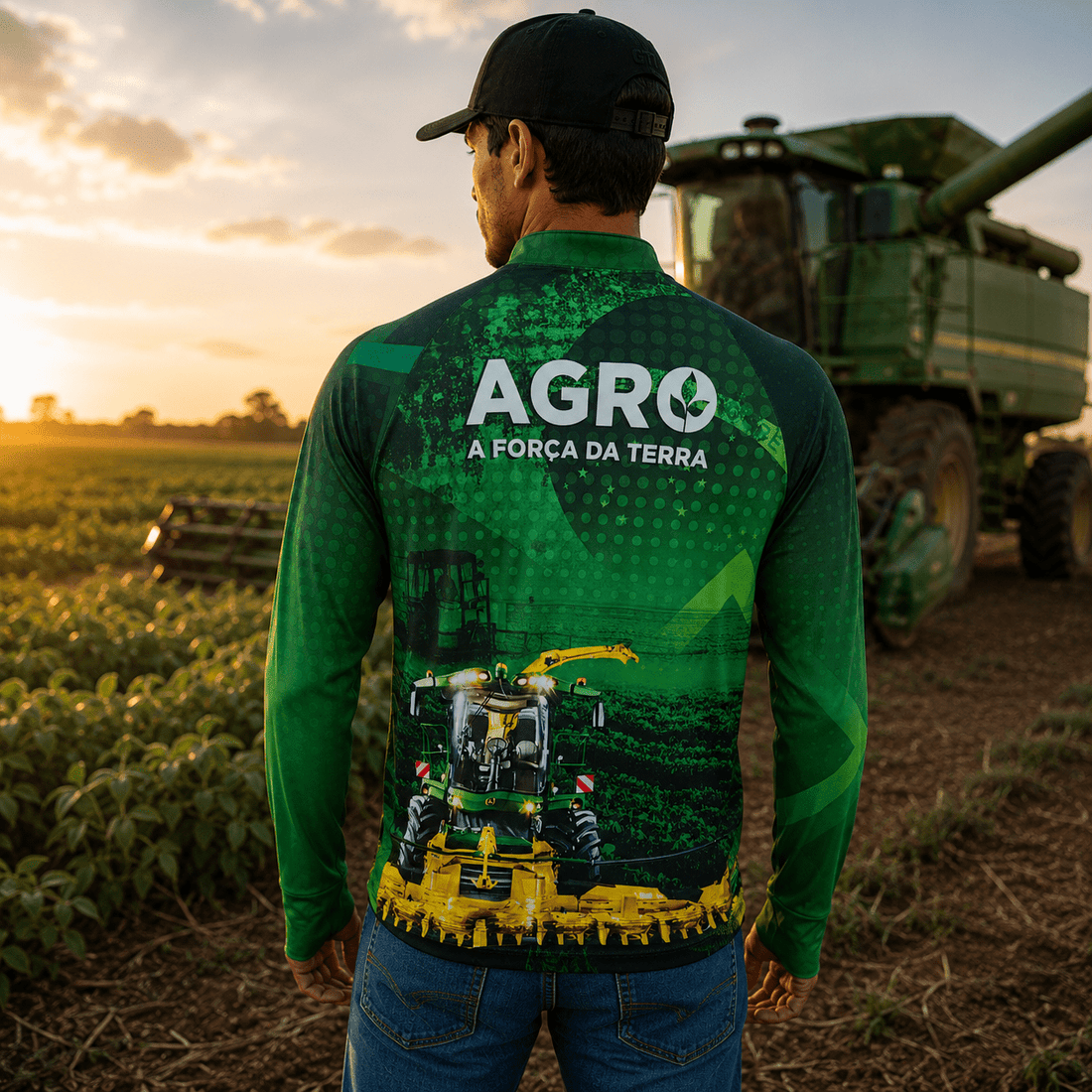 Camisa Agro Masculina Força da Terra com Zíper e Proteção UV50+ - GTX Print
