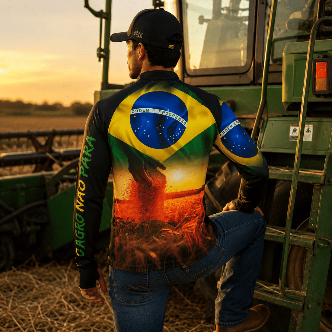 Camisa Agro Masculina O Brasil é Agro com Zíper e Proteção UV50+ - GTX Print