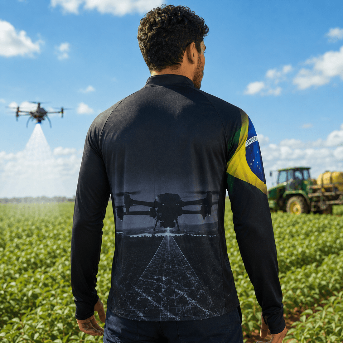 Camisa Agro Masculina Precision Drone com Zíper e Proteção UV50+ - GTX Print