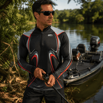 Camisa de Pesca Black Velocity com Zíper e Proteção UV50+ - GTX Print