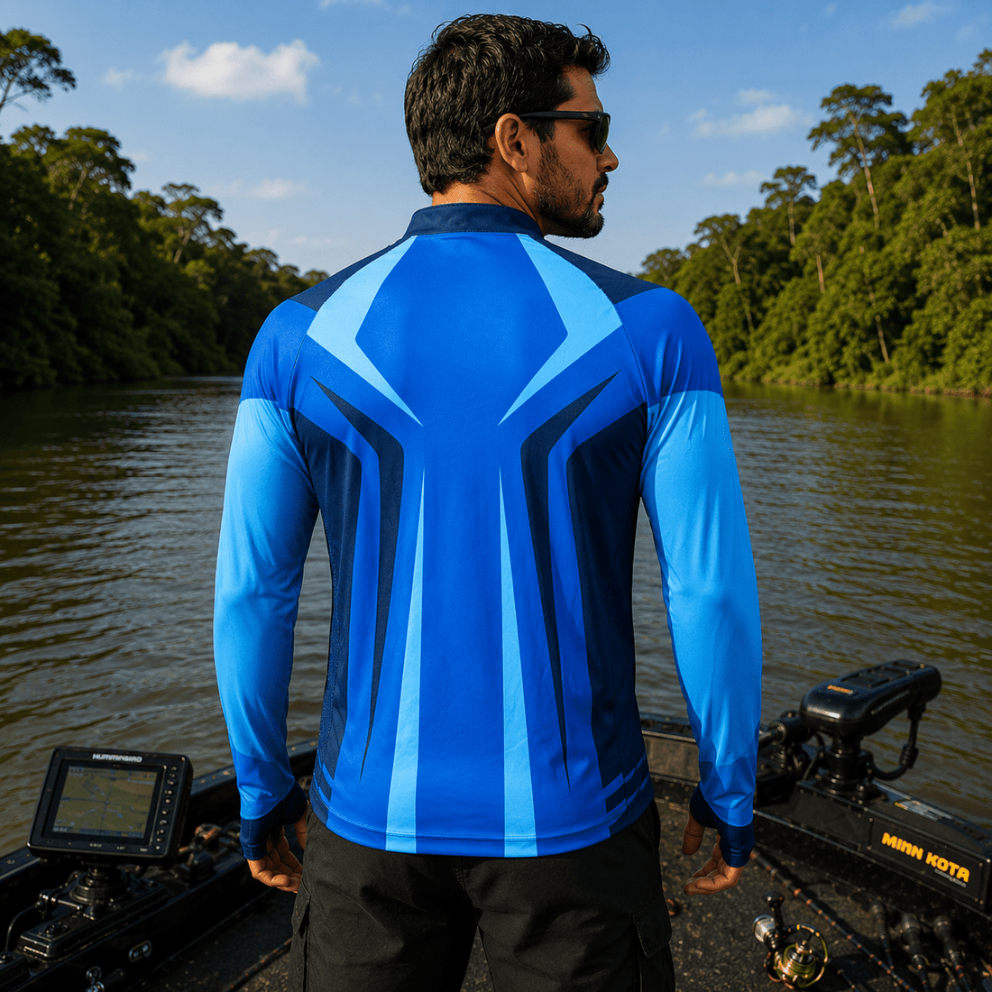 Camisa de Pesca Blue Phantom com Zíper e Proteção UV50+ - GTX Print