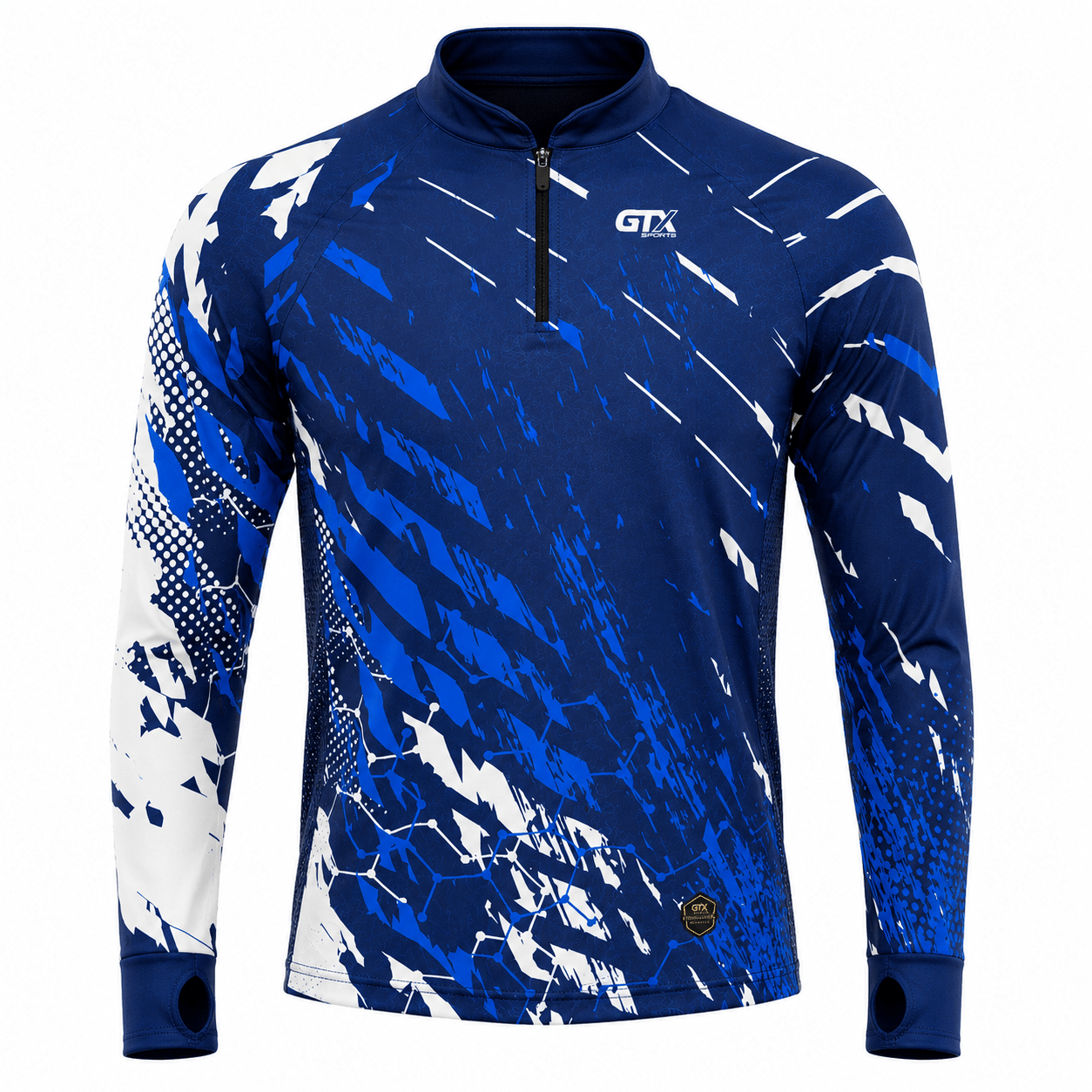 Camisa de Pesca Blue Torrent com Zíper e Proteção UV50+ - GTX Print