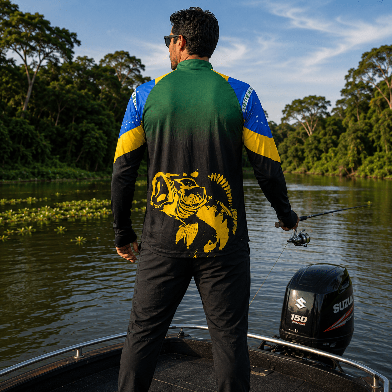 Camisa de Pesca Brasil Legacy com Zíper e Proteção UV50+ - GTX Print