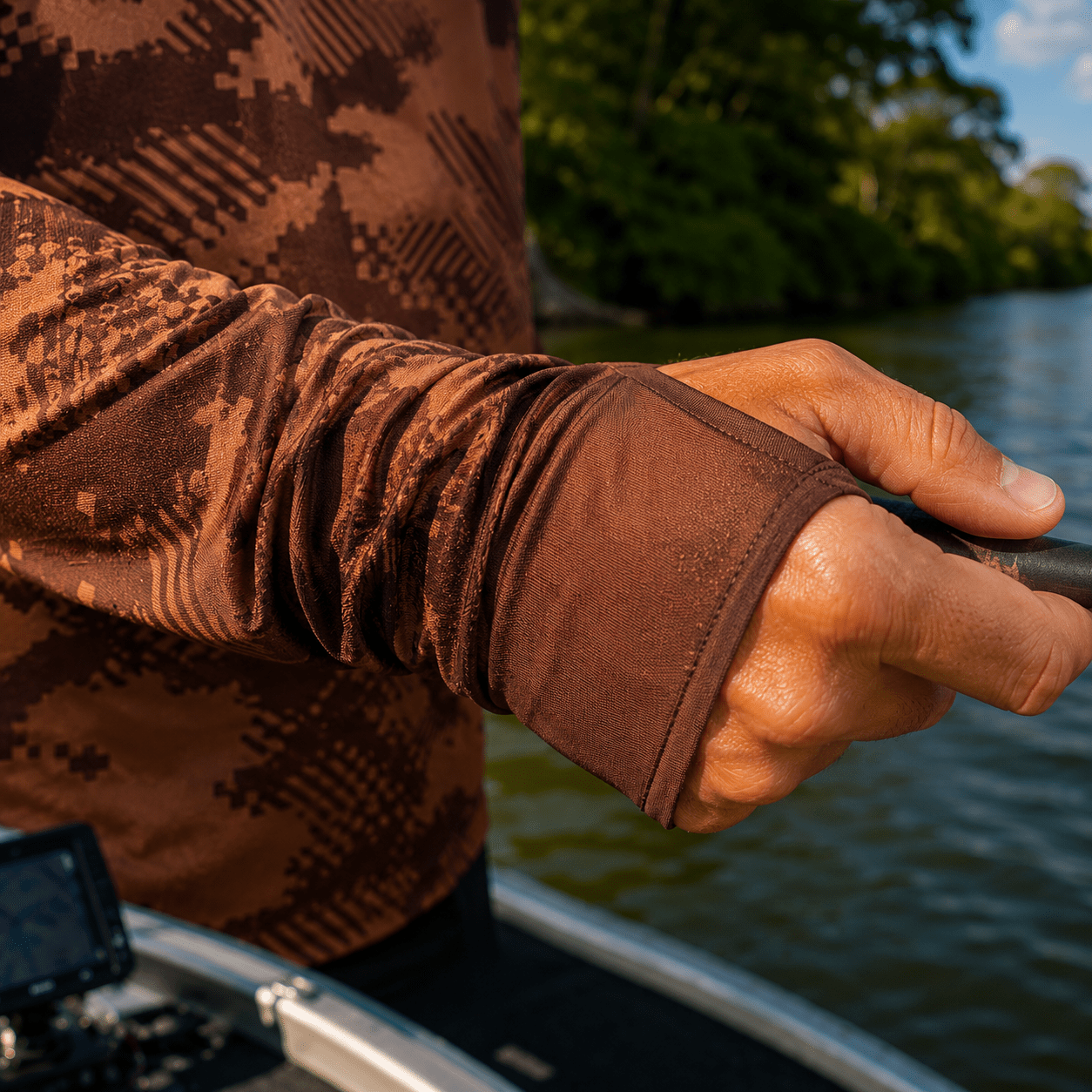Camisa de Pesca Brown Camo com Zíper e Proteção UV50+ - GTX Print