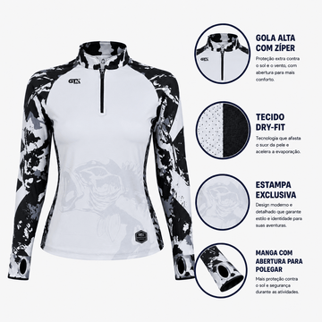Camisa de Pesca Feminina Arctic Force com Zíper e Proteção UV50+ - GTX Print