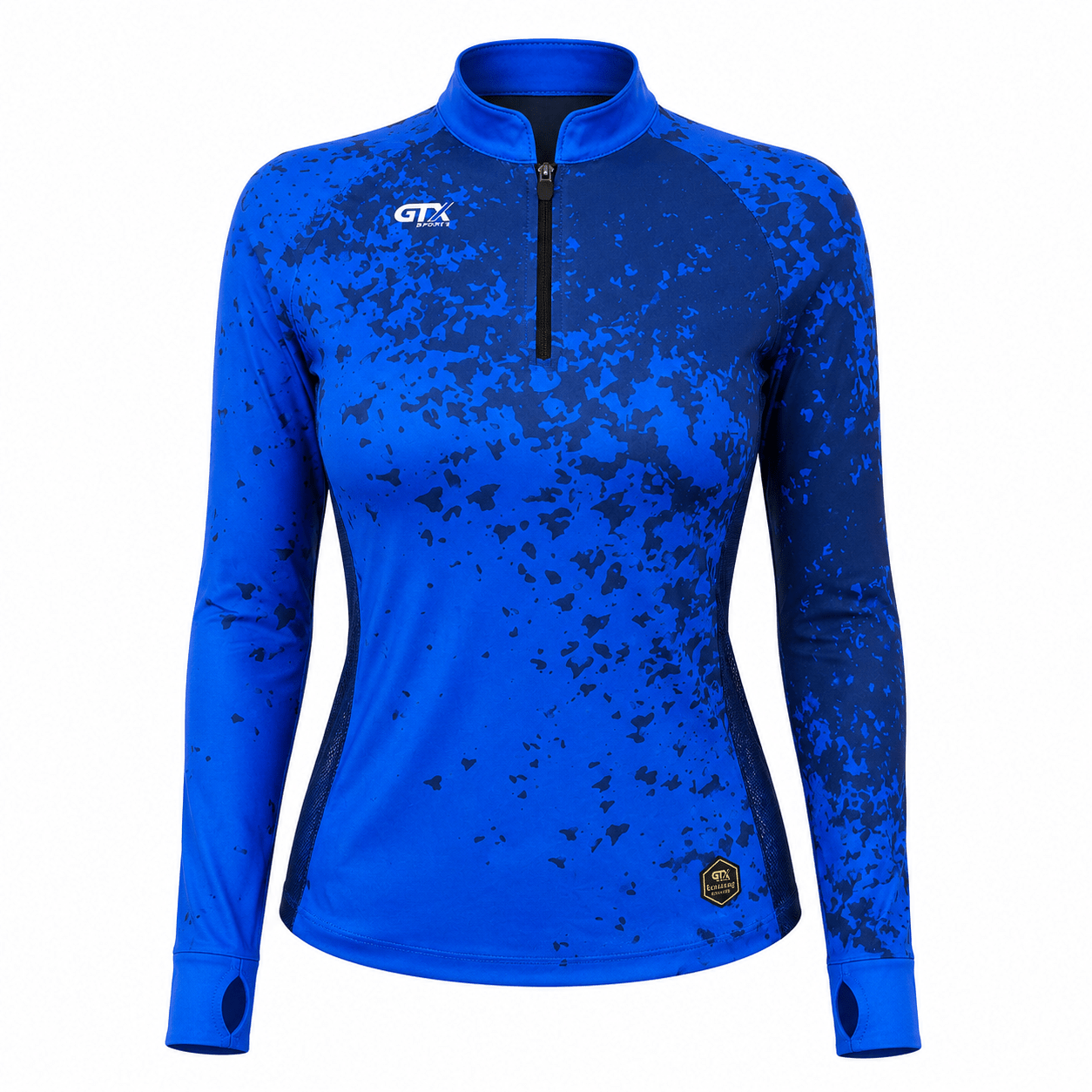 Camisa de Pesca Feminina Blue Splash com Zíper e Proteção UV50+ - GTX Print