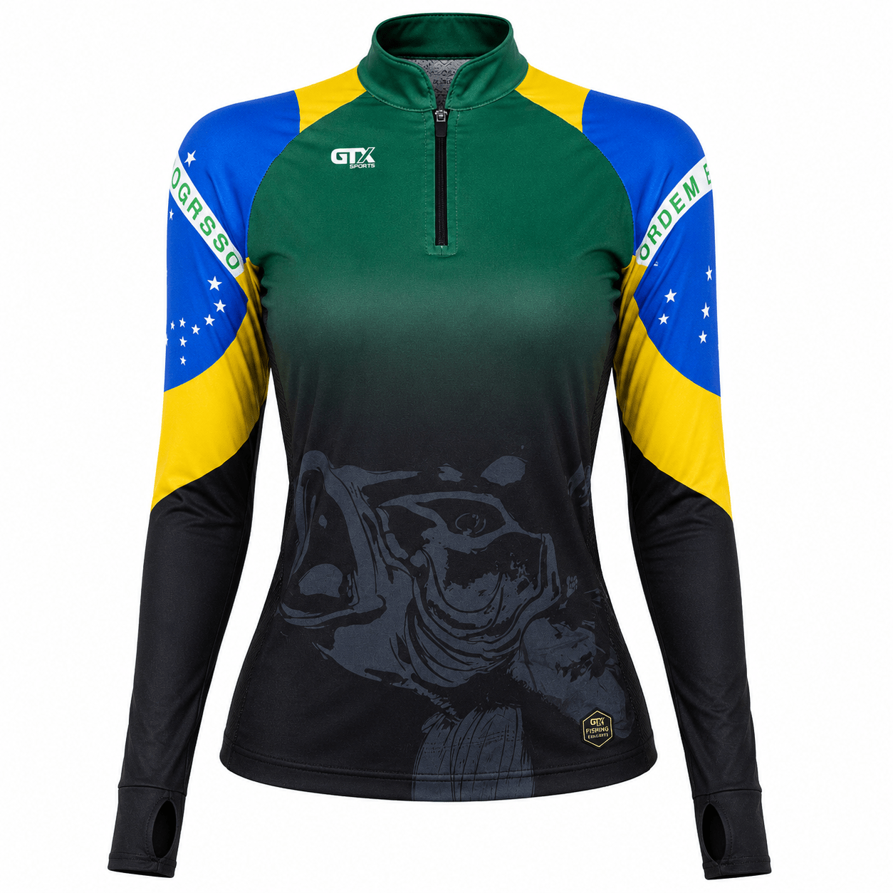 Camisa de Pesca Feminina Brasil Legacy com Zíper e Proteção UV50+ - GTX Print