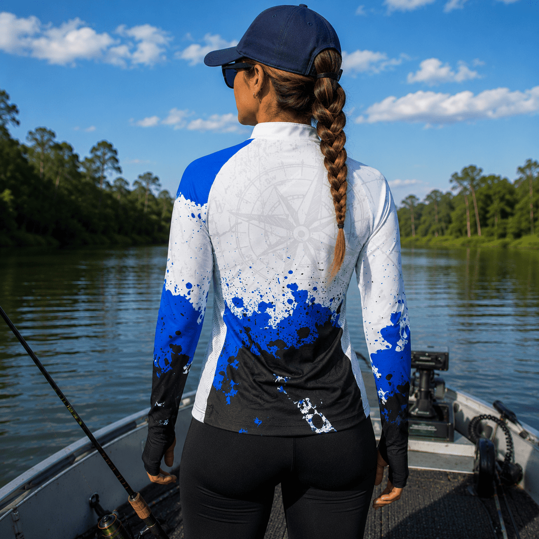 Camisa de Pesca Feminina Dourado Splash com Zíper e Proteção UV50+ - Use GTX