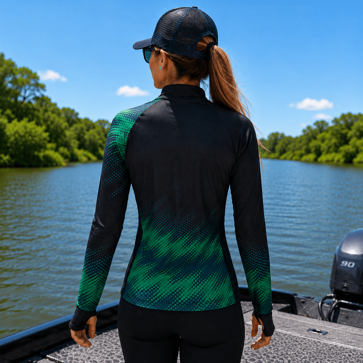 Camisa de Pesca Feminina Emerald Flow com Zíper e Proteção UV50+ - GTX Print
