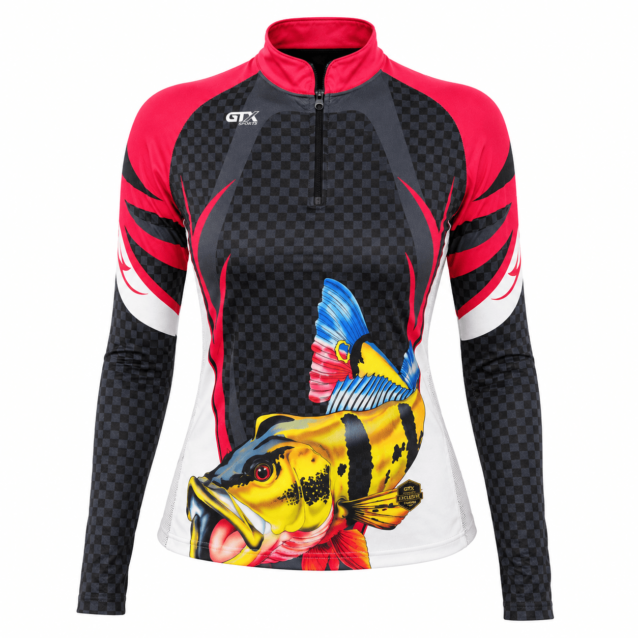 Camisa de Pesca Feminina Fire Tucunaré com Zíper e Proteção UV50+ - GTX Print