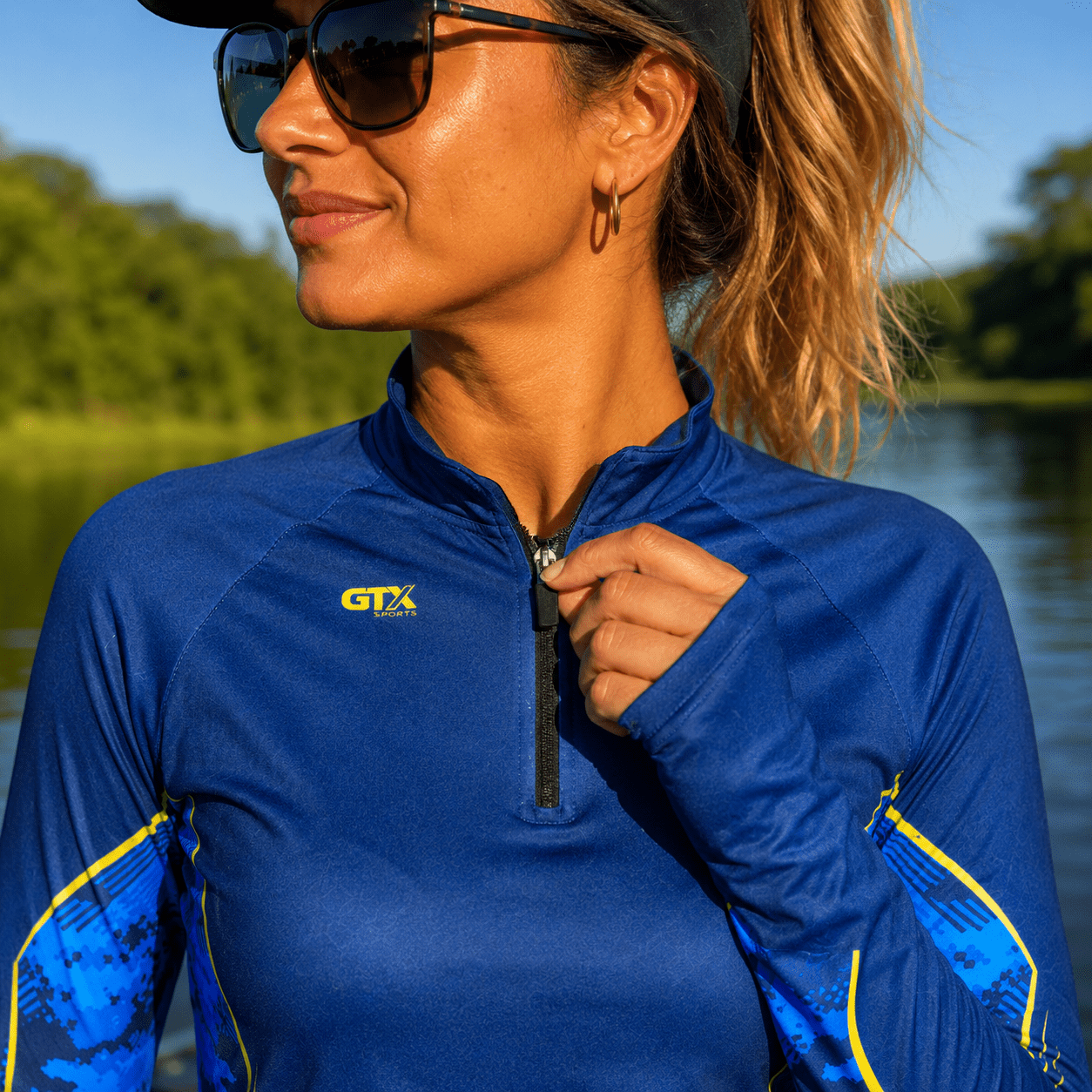 Camisa de Pesca Feminina Golden River com Zíper e Proteção UV50+ - GTX Print