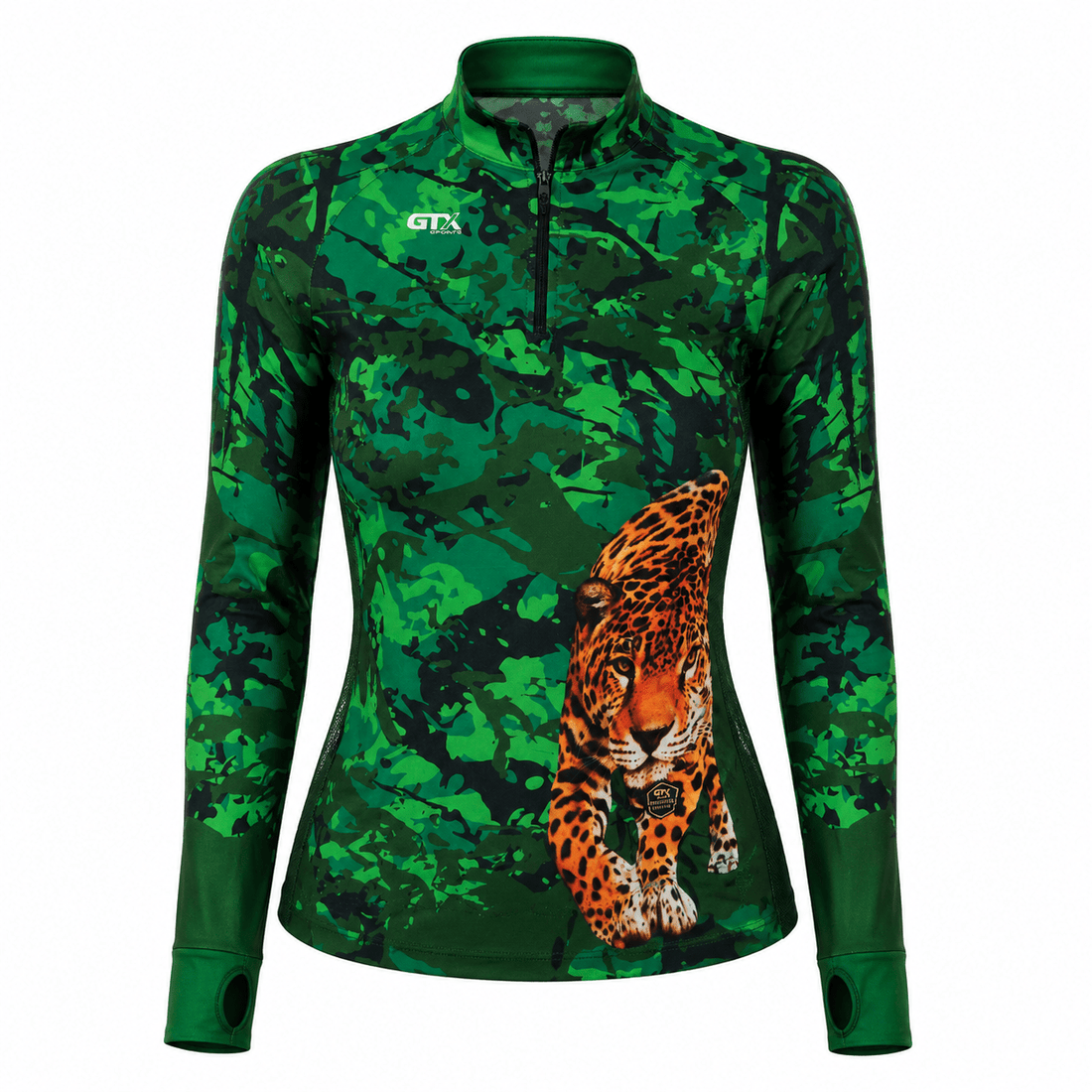 Camisa de Pesca Feminina Jungle Panther com Zíper e Proteção UV50+ - GTX Print