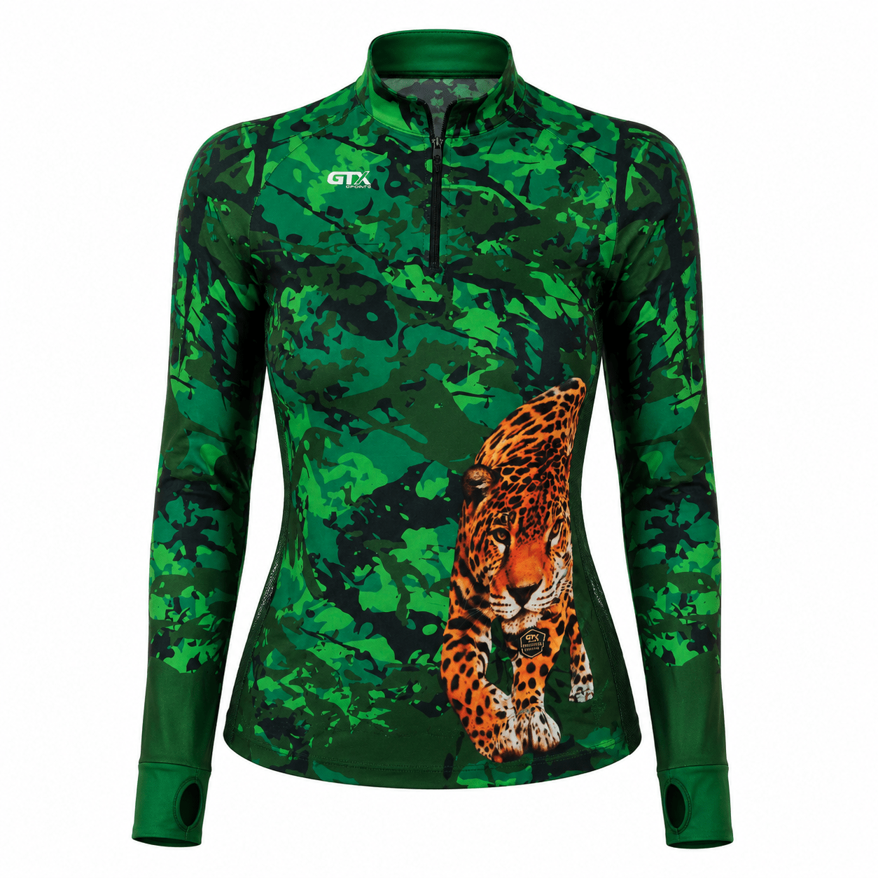 Camisa de Pesca Feminina Jungle Panther com Zíper e Proteção UV50+ - GTX Print