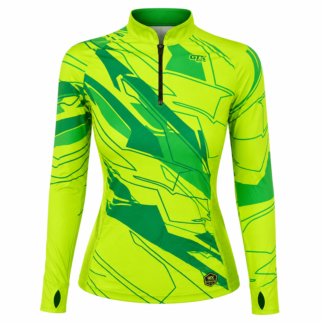Camisa de Pesca Feminina Lime Pantanal com Zíper e Proteção UV50+ - Use GTX