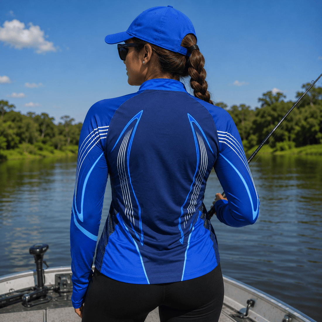 Camisa de Pesca Feminina Pirarara Safira com Zíper e Proteção UV50+ - Use GTX