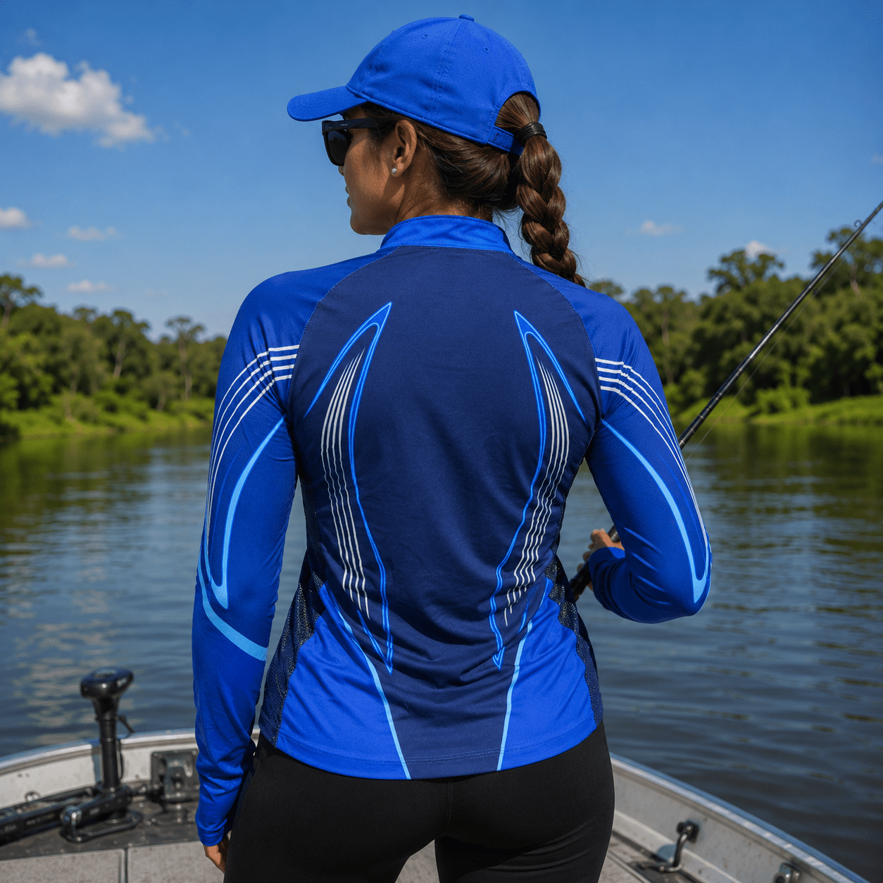 Camisa de Pesca Feminina Pirarara Safira com Zíper e Proteção UV50+ - Use GTX