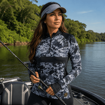 Camisa de Pesca Feminina Shadow Camo com Zíper e Proteção UV50+ - Use GTX