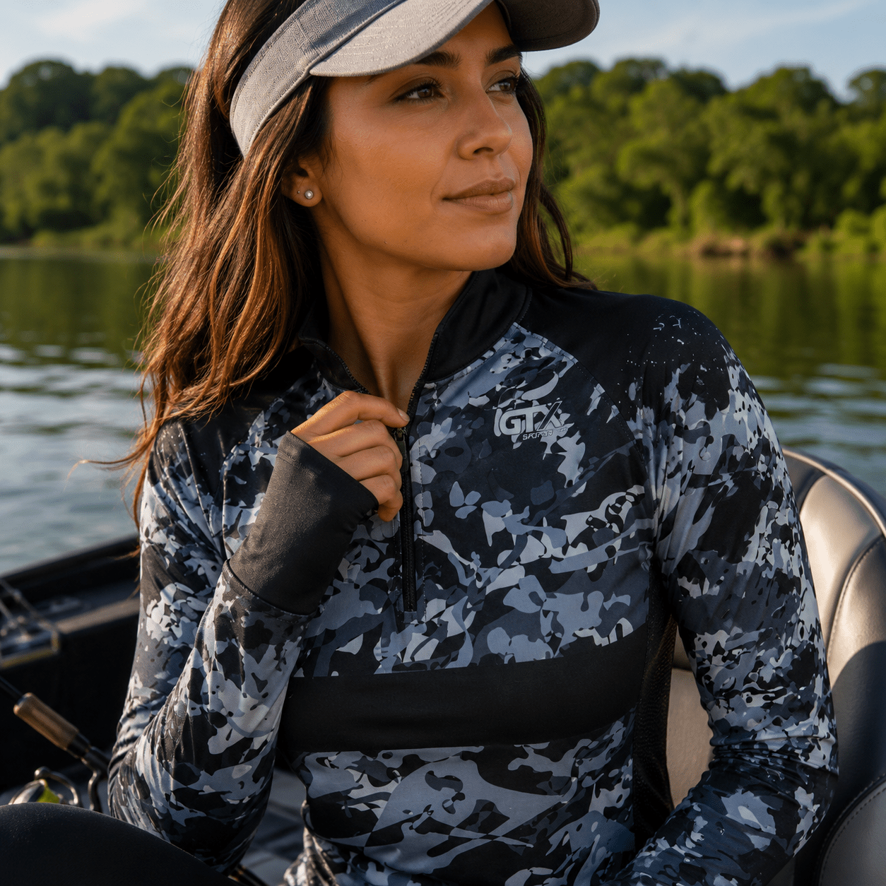 Camisa de Pesca Feminina Shadow Camo com Zíper e Proteção UV50+ - Use GTX