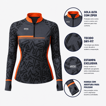 Camisa de Pesca Feminina Urban Strike com Zíper e Proteção UV50+ - GTX Print