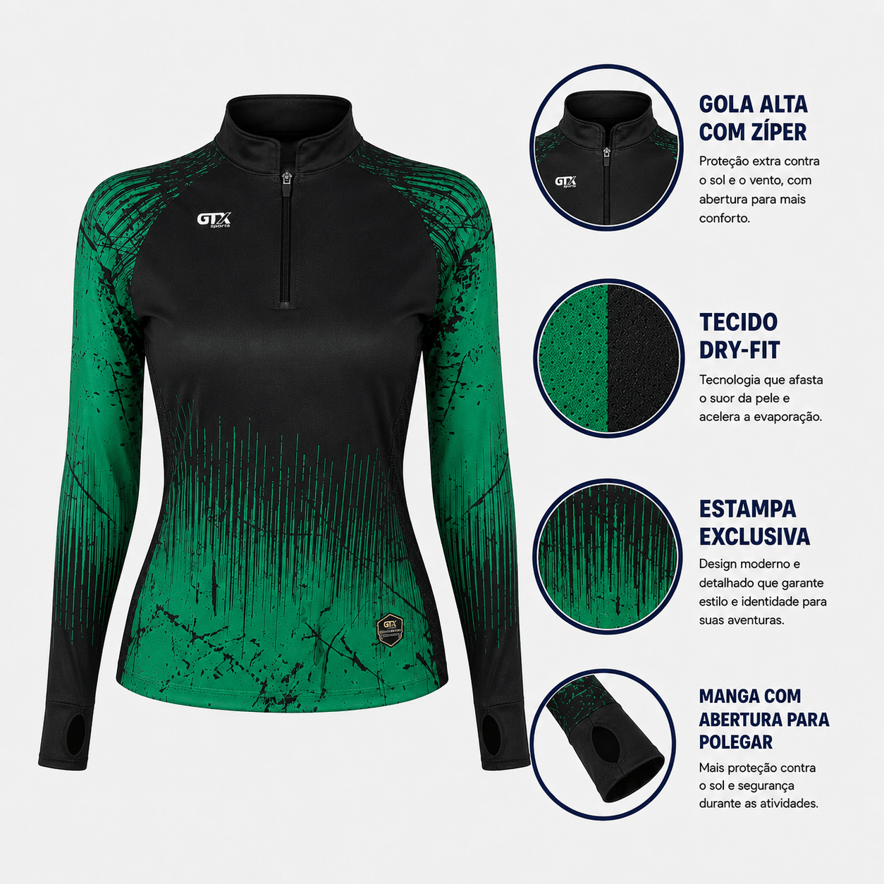 Camisa de Pesca Feminina Wild Brasil com Zíper e Proteção UV50+ - GTX Print