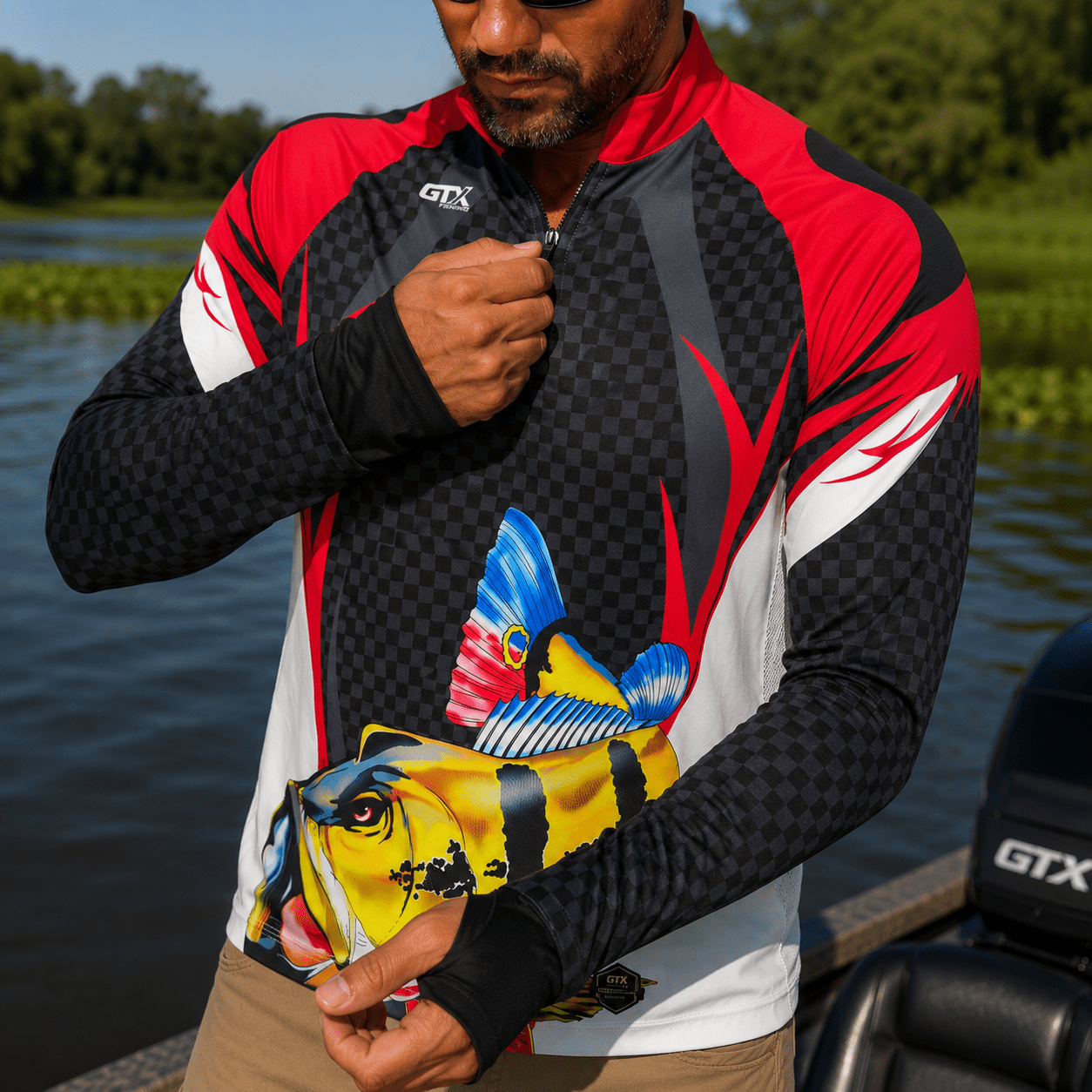 Camisa de Pesca Fire Tucunaré com Zíper e Proteção UV50+ - GTX Print