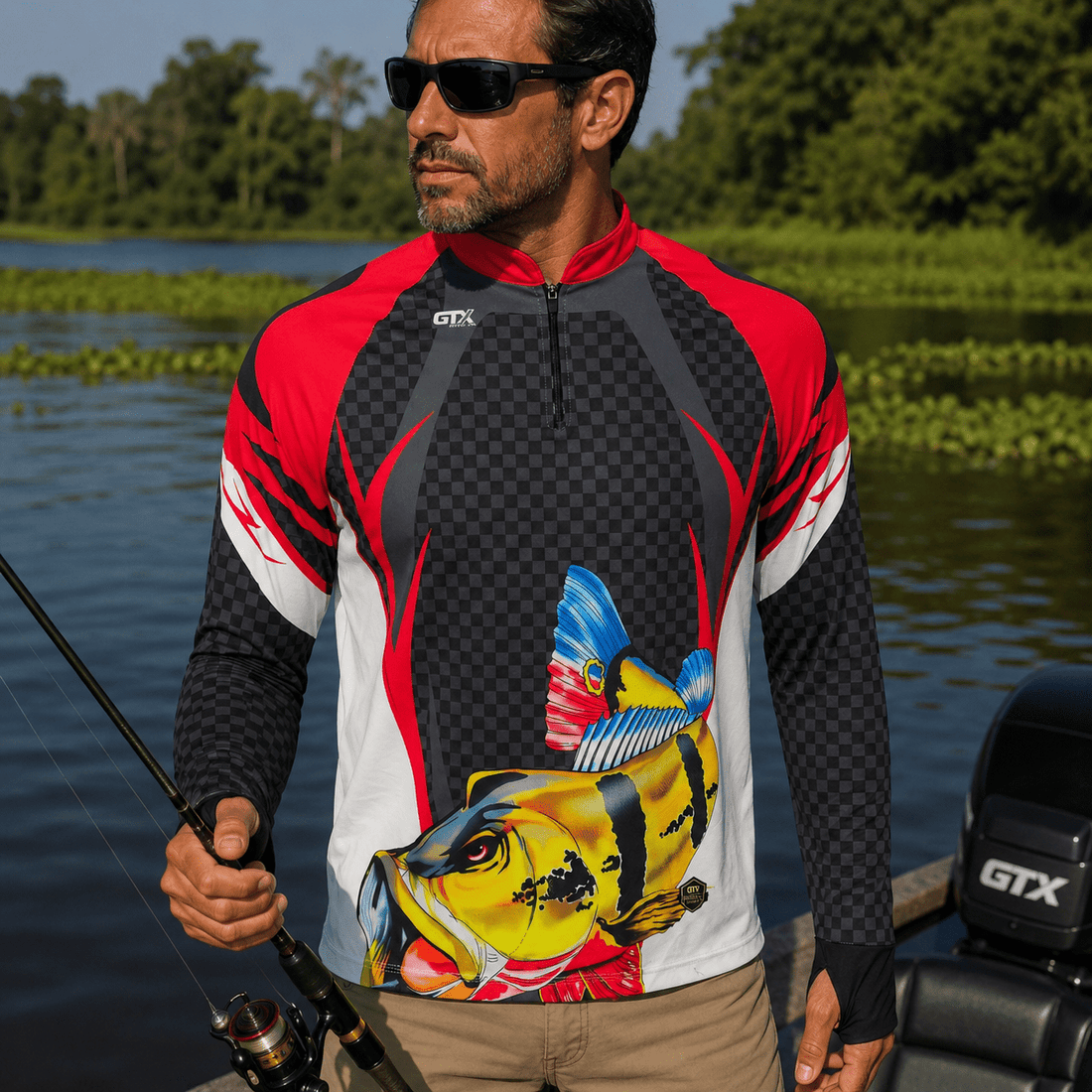 Camisa de Pesca Fire Tucunaré com Zíper e Proteção UV50+ - GTX Print