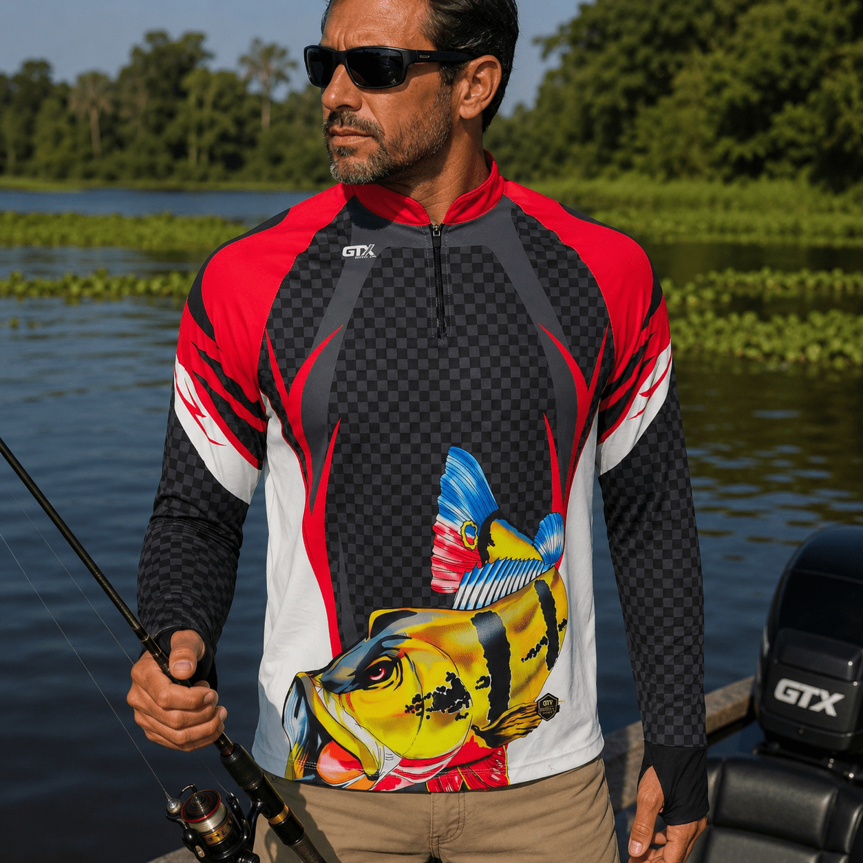 Camisa de Pesca Fire Tucunaré com Zíper e Proteção UV50+ - GTX Print