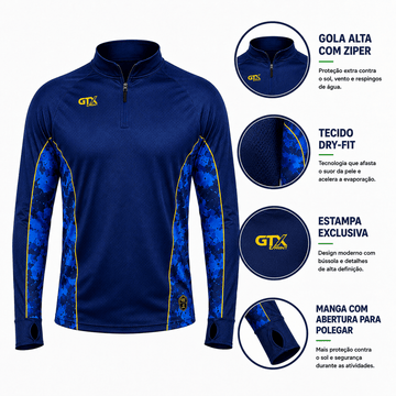 Camisa de Pesca Golden River com Zíper e Proteção UV50+ - GTX Print