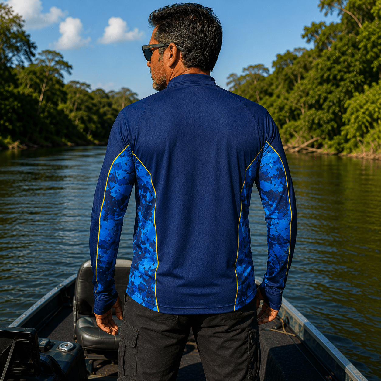 Camisa de Pesca Golden River com Zíper e Proteção UV50+ - Use GTX