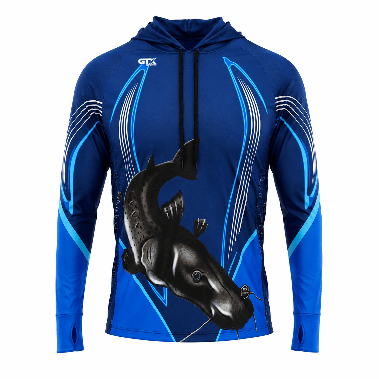 Camisa de Pesca Masculina com Capuz Azul Abissal e Proteção UV50+ - GTX Print