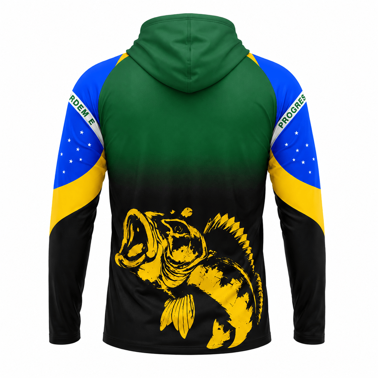 Camisa de Pesca Masculina com Capuz Brasil Dourado e Proteção UV50+ - GTX Print