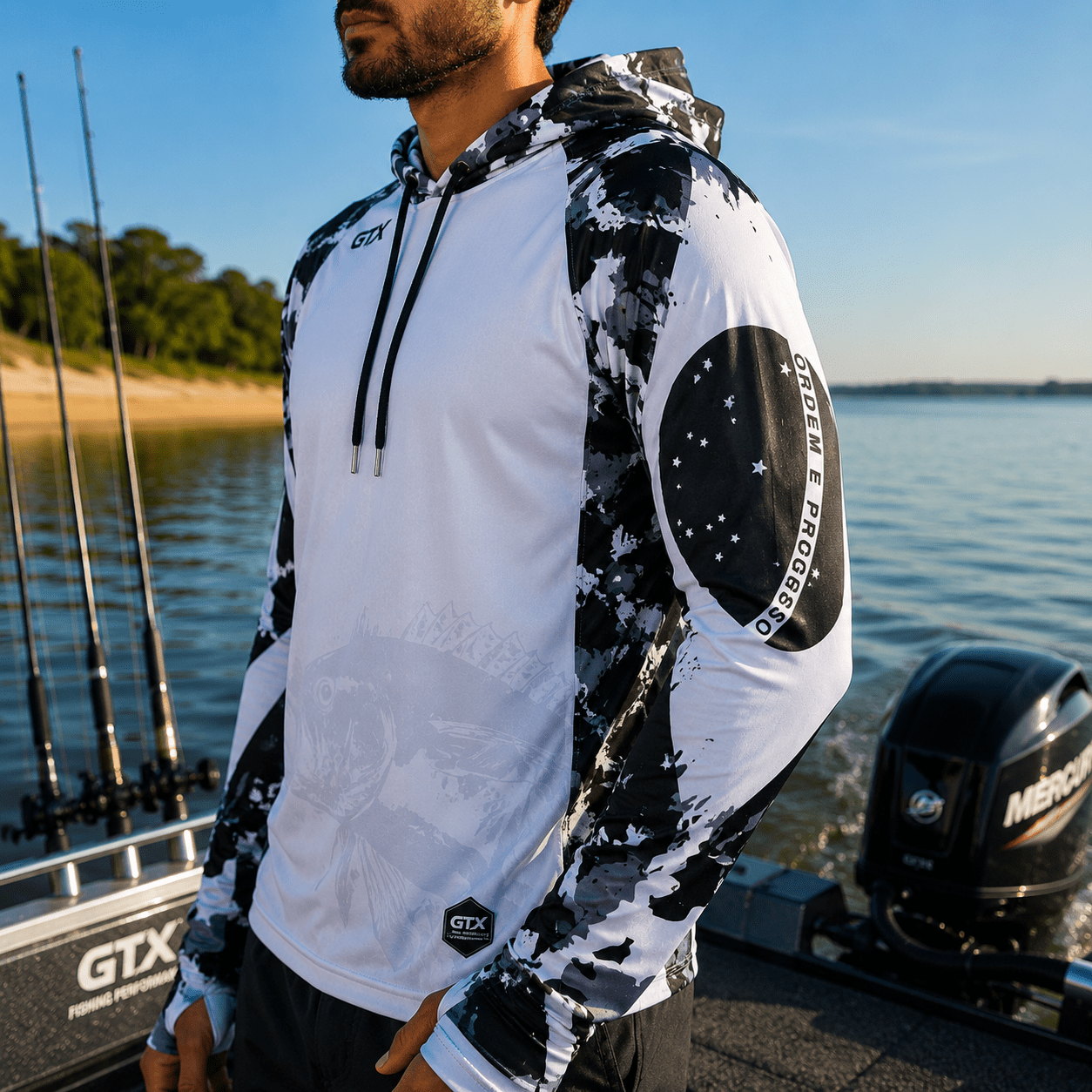 Camisa de Pesca Masculina com Capuz Brasil Forte e Proteção UV50+ - GTX Print