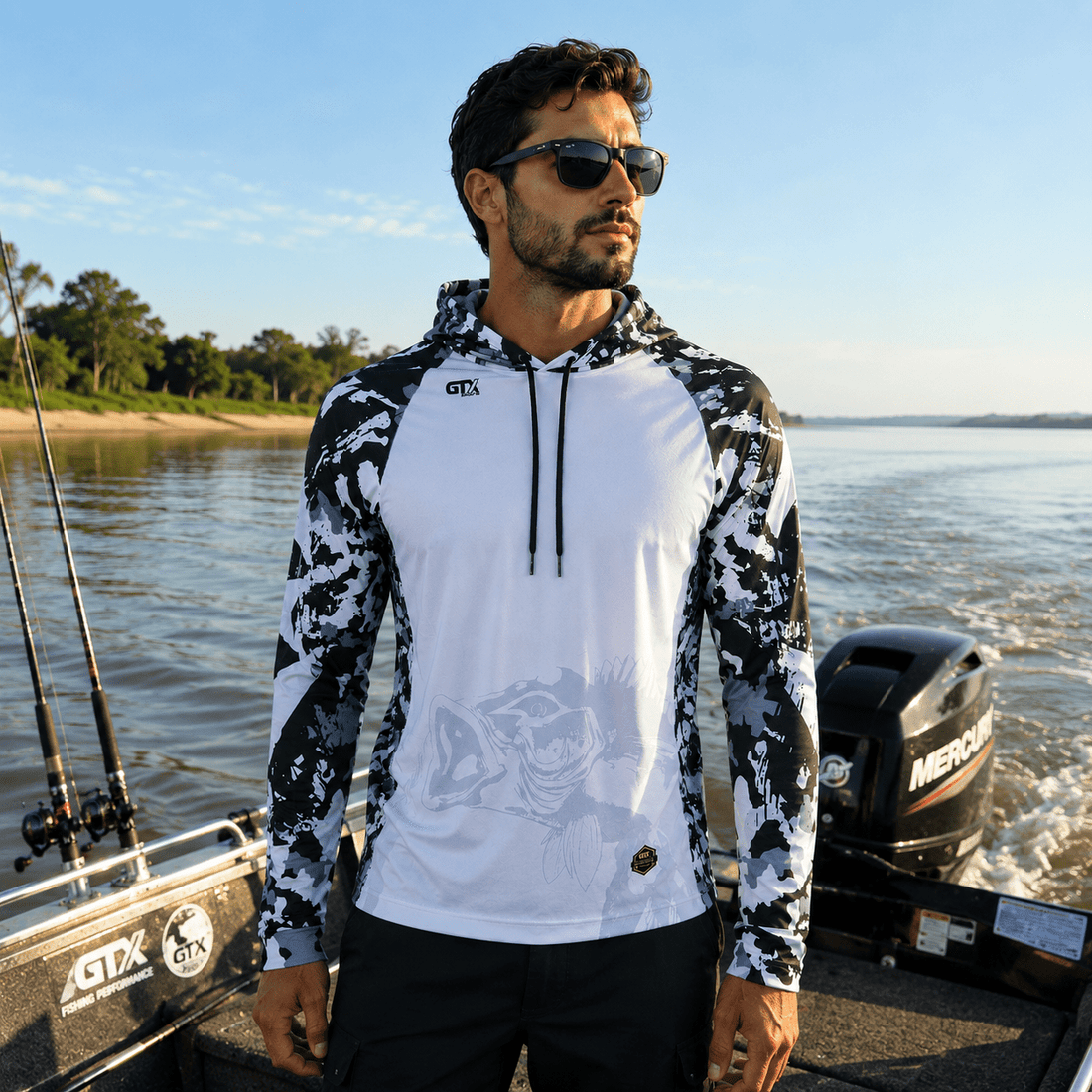 Camisa de Pesca Masculina com Capuz Brasil Forte e Proteção UV50+ - GTX Print