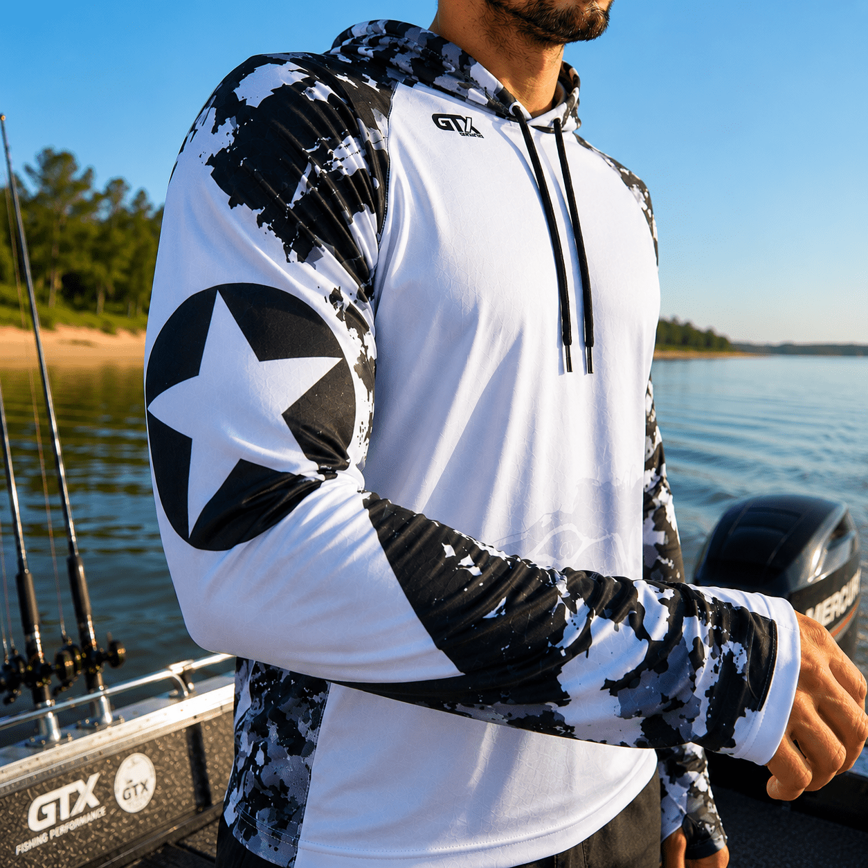 Camisa de Pesca Masculina com Capuz Brasil Forte e Proteção UV50+ - GTX Print