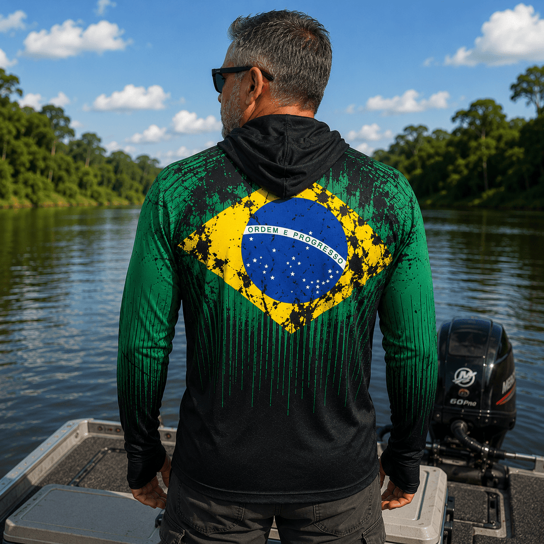 Camisa de Pesca Masculina com Capuz Brasil Selvagem e Proteção UV50+ - GTX Print