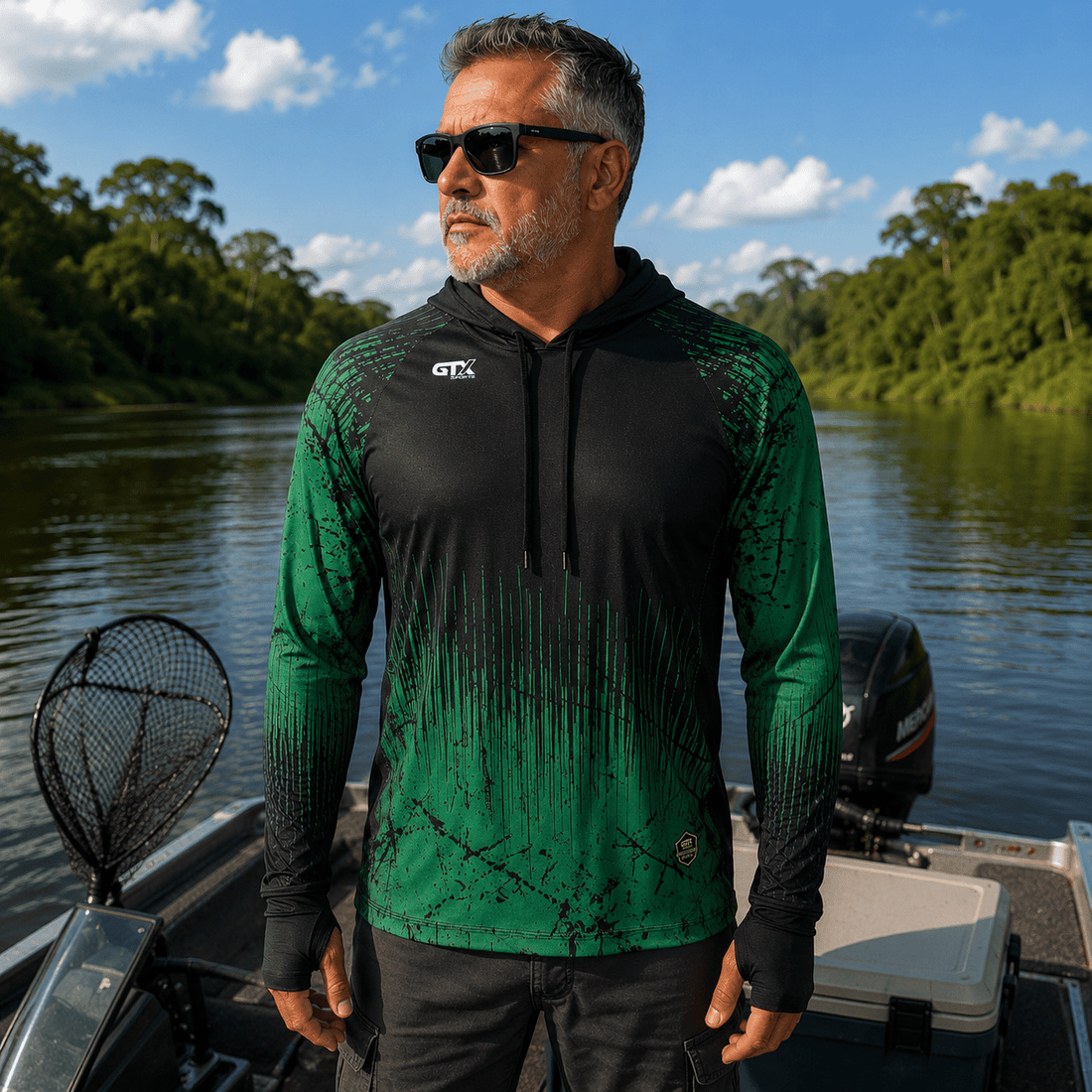 Camisa de Pesca Masculina com Capuz Brasil Selvagem e Proteção UV50+ - GTX Print