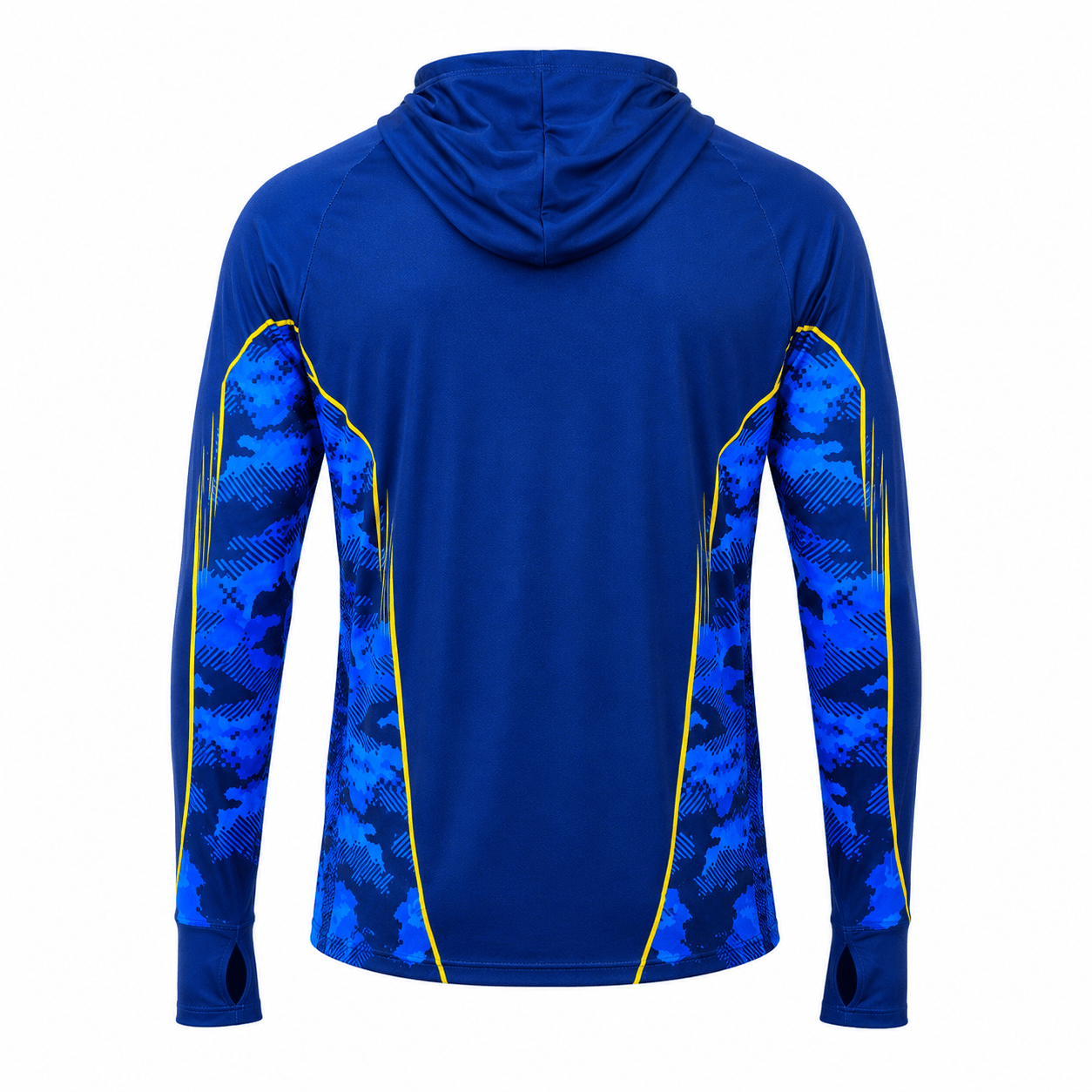 Camisa de Pesca Masculina com Capuz Dourado Azul e Proteção UV50+ - GTX Print