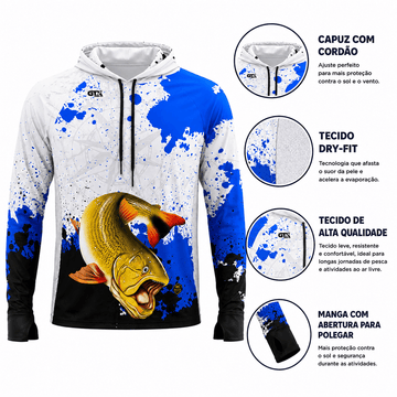 Camisa de Pesca Masculina com Capuz Dourado do Rio e Proteção UV50+ - GTX Print