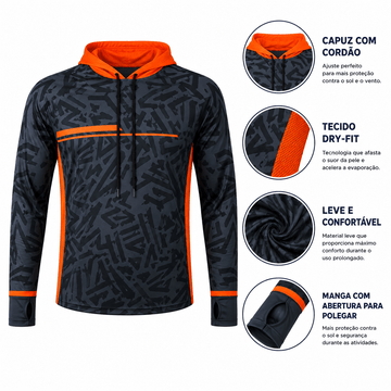 Camisa de Pesca Masculina com Capuz GTX Tribal Force proteção UV50+ - GTX Print