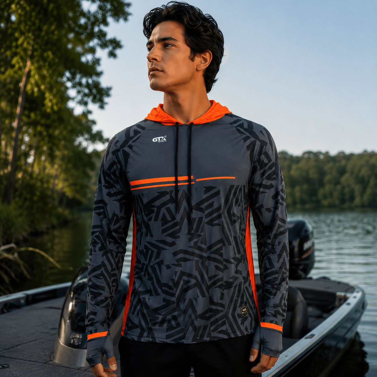 Camisa de Pesca Masculina com Capuz GTX Tribal Force proteção UV50+ - GTX Print
